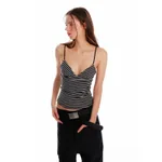 Women's Fashionable Slim-fit Top - Stripes-L