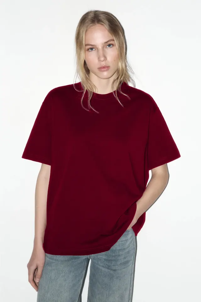 Arrival Cotton Crew Neck Solid Color Versatile T Shirt Wine Red - Shop at LoveMi