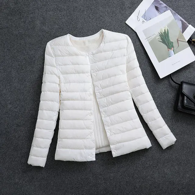 Women's Lightweight Short Inner wear Round neck Thermal Jacket White - Shop at LoveMi