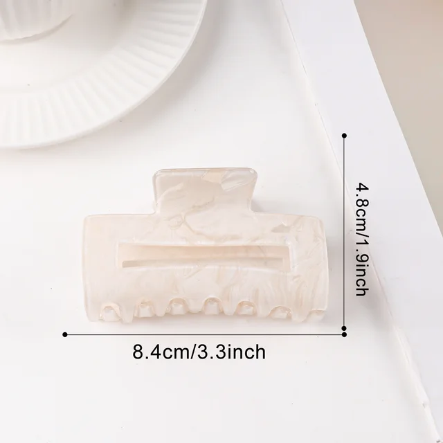 Multi color Textured Minimalist Chic Versatile Shark Clip Milky White - Shop at LoveMi
