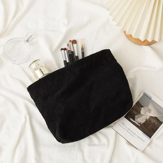 Corduroy Large Capacity Canvas Portable Storage Bag Black - Shop at LoveMi