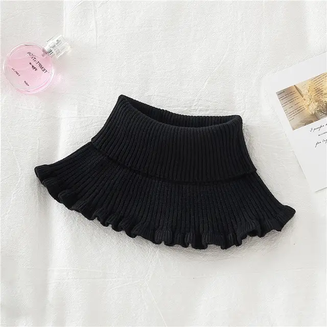 Knitted False Neck Wool High Collar Black - Shop at LoveMi