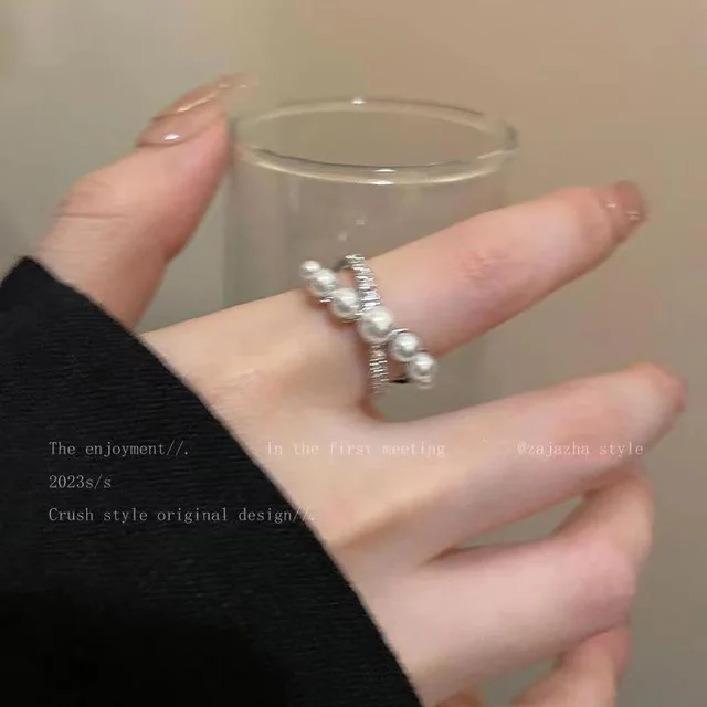 Women's French style Pearl Cross design Ring Crossed Pearls - Shop at LoveMi