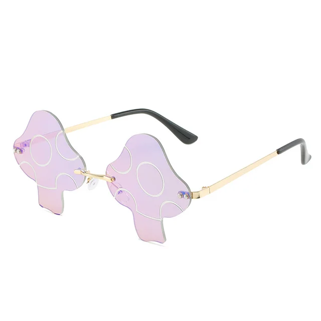 Irregular Mushroom shaped Sunglasses For Women Gold Frame Green Film - Shop at LoveMi