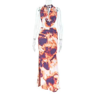 Figure hugging Sheath Dress Halter neck Loose fitting Maxi Dress Red - Shop at LoveMi