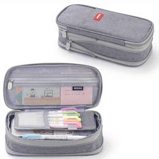 Large capacity Stain resistant Pencil Case Creative Stationery Organizer For Students 600D Gray - Shop at LoveMi