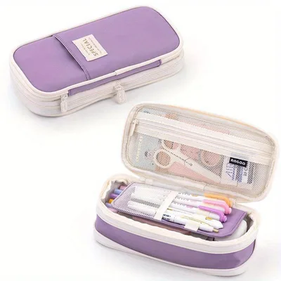 Large capacity Stain resistant Pencil Case Creative Stationery Organizer For Students Twill Purple - Shop at LoveMi