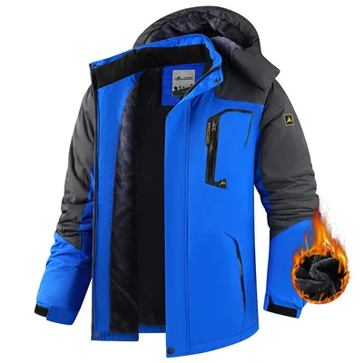 Warm Fleece Outdoor Windproof Mountaineering Cotton Jacket Cai Lan Male 4Xl - Shop at LoveMi