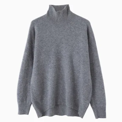 Women's High neck Pure Wool Sweater Extra thick Cashmere High Grade Gray - Shop at LoveMi