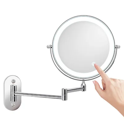 8 inch Folding LED Makeup Mirror, Wall mounted Dressing Mirror Rechargeable White - Shop at LoveMi
