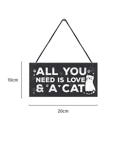 Wooden Cat Pendant For Pets Vintage Style Black And White Cat Tag - Shop at LoveMi