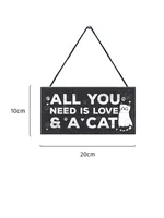 Wooden Cat Pendant For Pets Vintage Style - Black And White Cat Tag