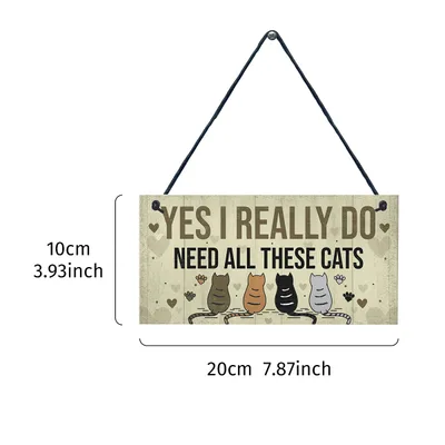 Wooden Cat Pendant For Pets Vintage Style Off White Board Four Cats - Shop at LoveMi