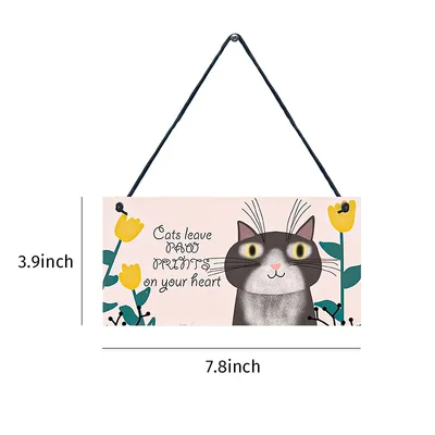 Wooden Cat Pendant For Pets Vintage Style Wooden Cat Tag C - Shop at LoveMi