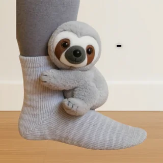 3D Cute Plush Animal Socks - Sloth Dark Gray