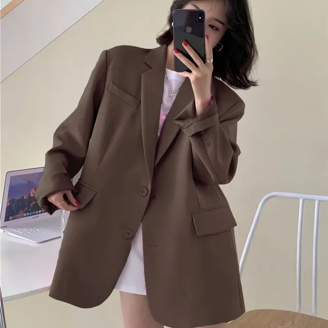 Trendy Korean style Sophisticated Relaxed Casual And Versatile Top Brown - Shop at LoveMi