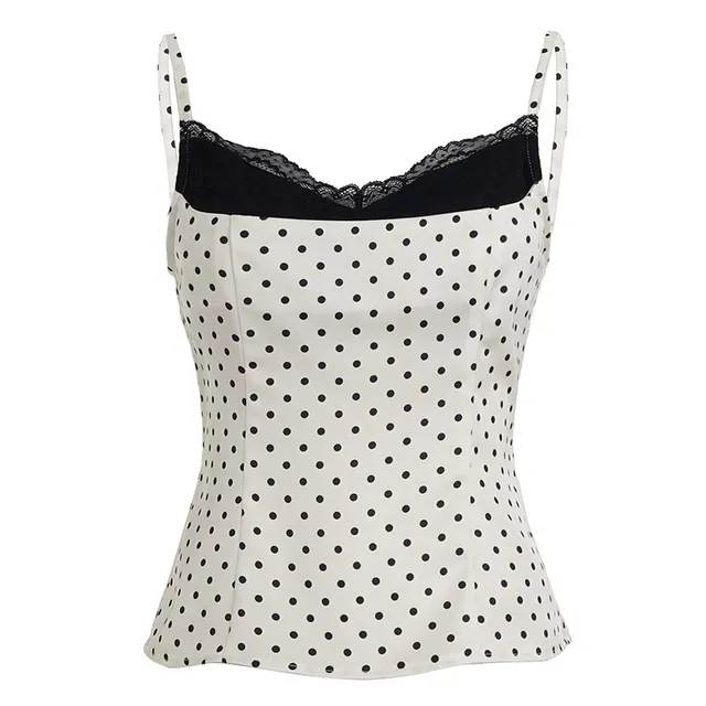 Polka dot Strap Short Outerwear Camisole Top White - Shop at LoveMi