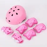 Roller Skating Protective Gear Riding Plum-blossom Helmet Set - Pink