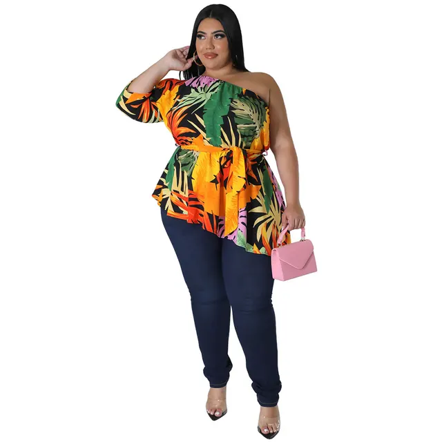 Women's One shoulder Long sleeve Top With Tie Details Black And Yellow - Shop at LoveMi