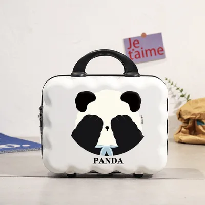 14 inch Macaron colored Suitcase With A Combination Lock Panda White - Shop at LoveMi