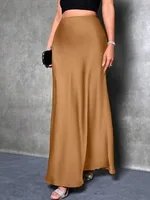 Satin Skirt For Spring And Summer - Brown
