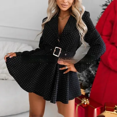 Elegant And Chic Women's Sequined Lapel Jumpsuit Black - Shop at LoveMi