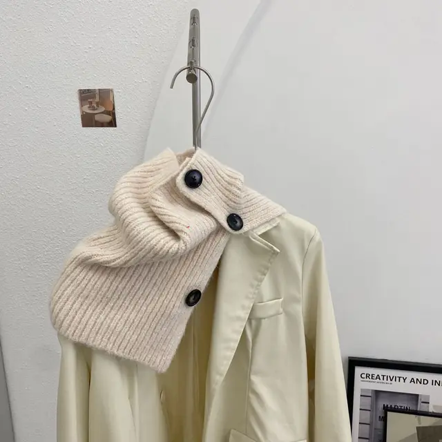 Women's Shawl Button Neck Warmer White - Shop at LoveMi