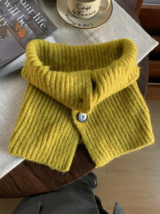 Women's Shawl Button Neck Warmer Yellow - Shop at LoveMi