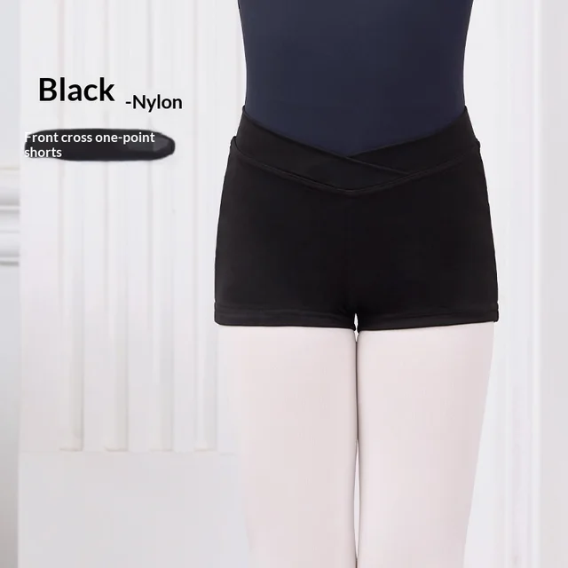 Dance Shorts Three quarter Length Warm up Pants Girls' Ballet Pants Black Nylon Front Crossover - Shop at LoveMi