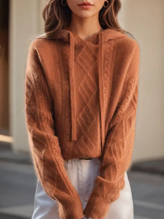 Knitted Jacquard Sweater For Women Caramel Color - Shop at LoveMi
