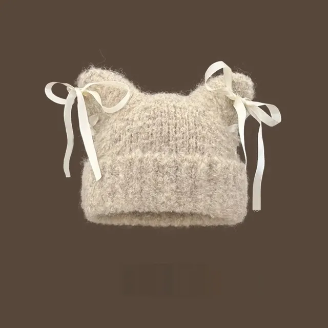 Bow knot Knitted Casual Hat For Women Khaki - Shop at LoveMi