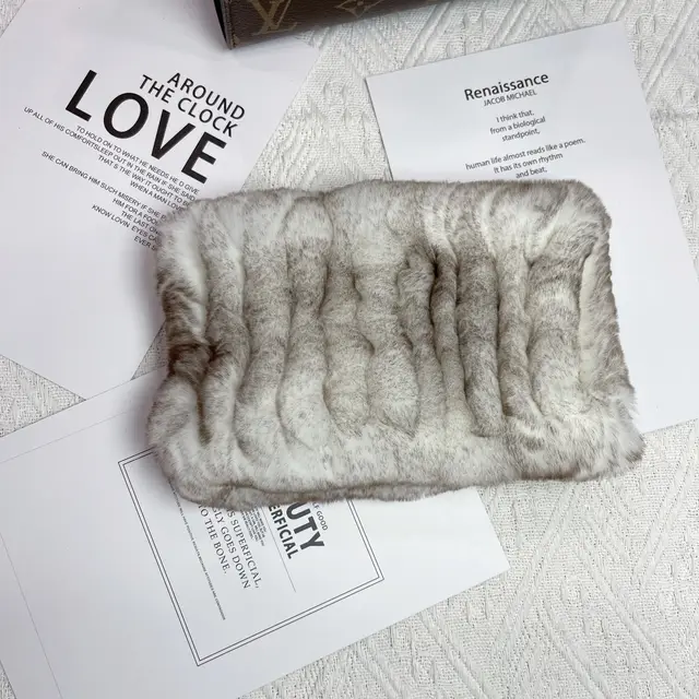 Women's Versatile Fur Snood Warm Scarf Cranreuch Gray - Shop at LoveMi
