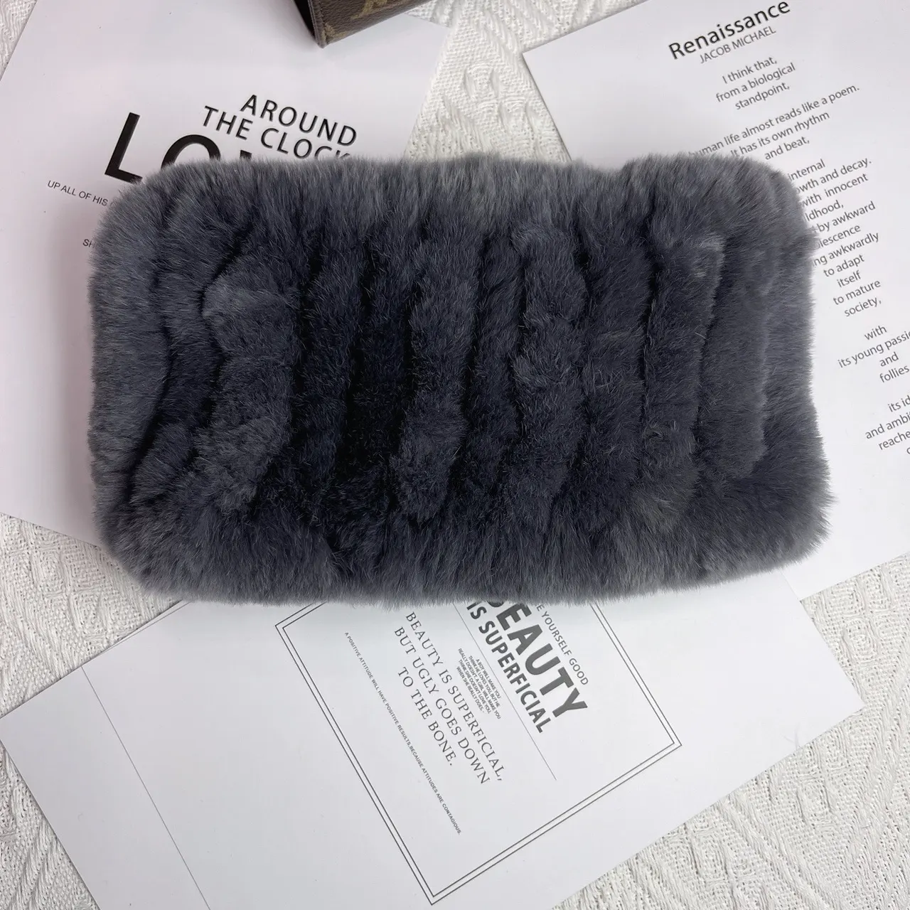 Women's Versatile Fur Snood Warm Scarf - Dark Gray