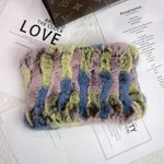 Women's Versatile Fur Snood Warm Scarf - Yellow Pink Blue