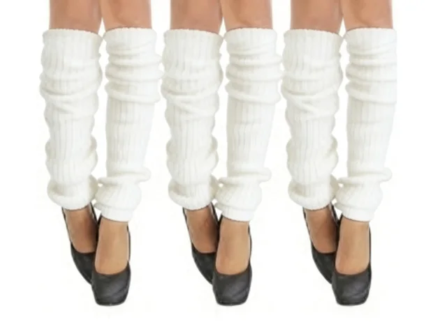 Women's Comfortable Ribbed Leg Warmers Machinewashable White - Shop at LoveMi