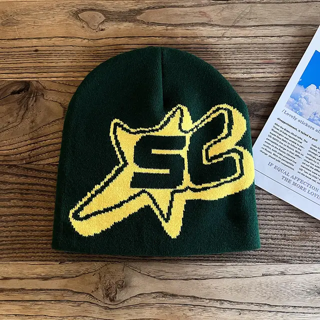 Knitted Hats Hip hop Style Letter Caps Warm Outdoor Wear Dark Green - Shop at LoveMi
