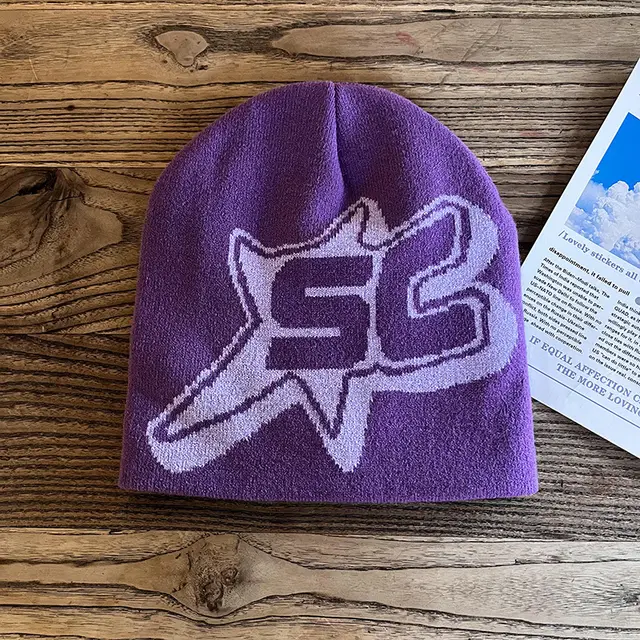 Knitted Hats Hip hop Style Letter Caps Warm Outdoor Wear Purple - Shop at LoveMi