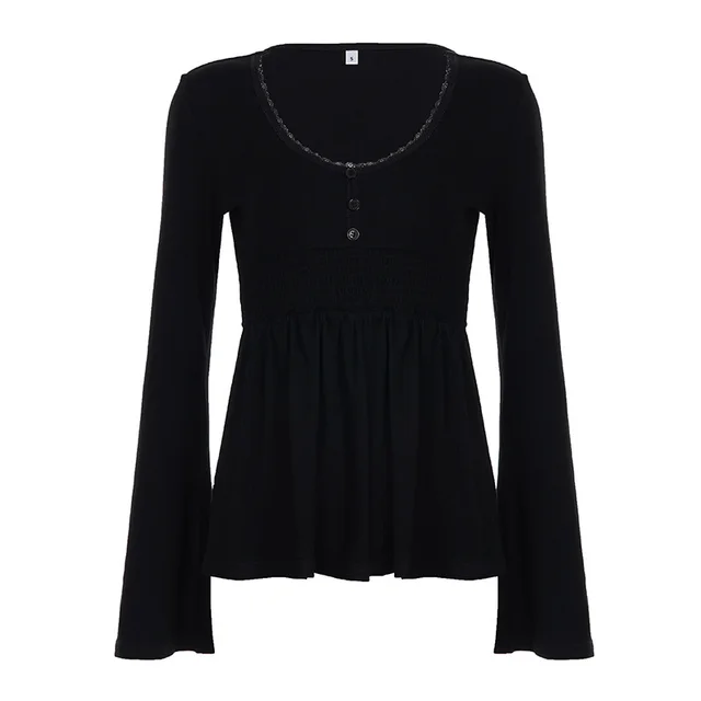 High waisted Stretchy Loose fitting Top Comfortable And Casual Women's Wear Black - Shop at LoveMi