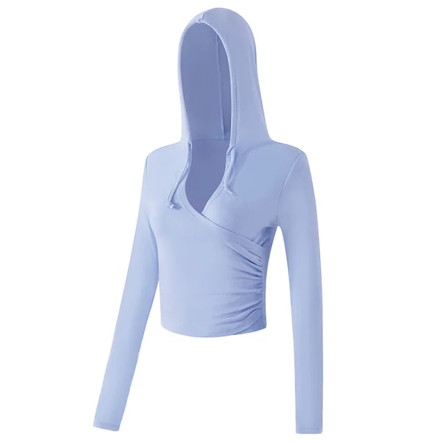 Pilates Workout Long sleeve T shirt Training Fitness Apparel Sky Blue - Shop at LoveMi