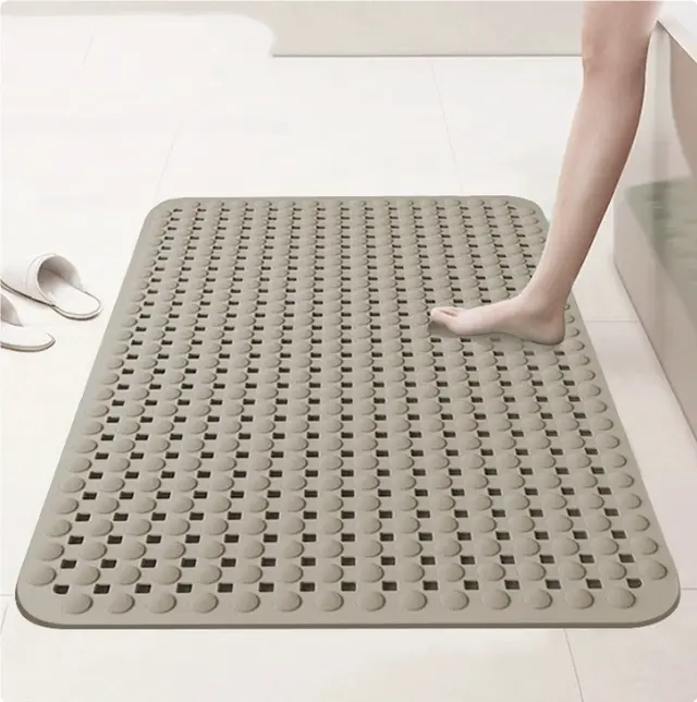 Eco friendly PVC Material Shower And Toilet Foot Mat Khaki - Shop at LoveMi