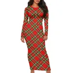 Christmas Long-sleeved Waist-cinching Printed Dress - Lyq02-M