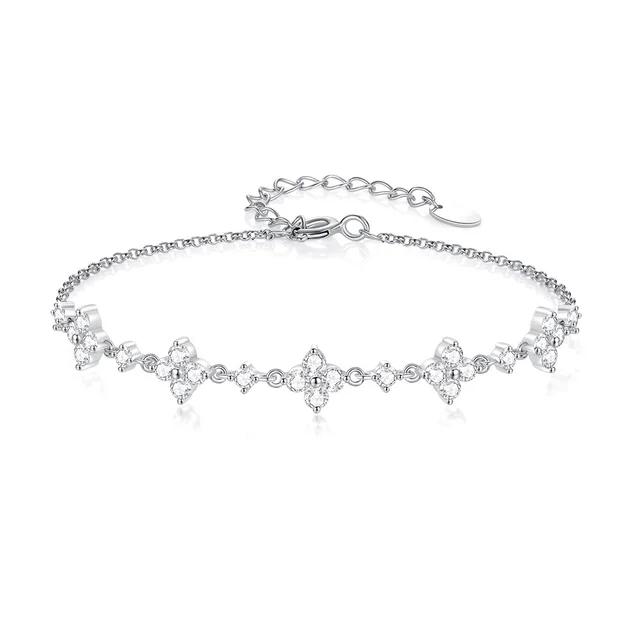 925 Silver Zircon Five Flower Light Luxury High End Minimalist Niche Design Hand Jewelry White Gold Color - Shop at LoveMi