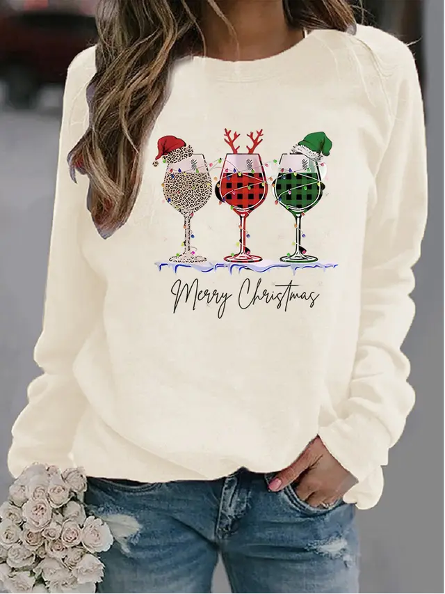 Women's Christmas Printed Crew Neck Sweater Zh397 - Shop at LoveMi
