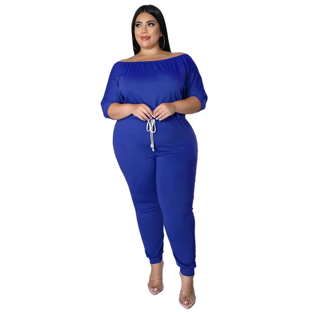 Women's Solid Colored Sports Jumpsuit With Drawstring, High Waist, And Slimming Design Blue - Shop at LoveMi
