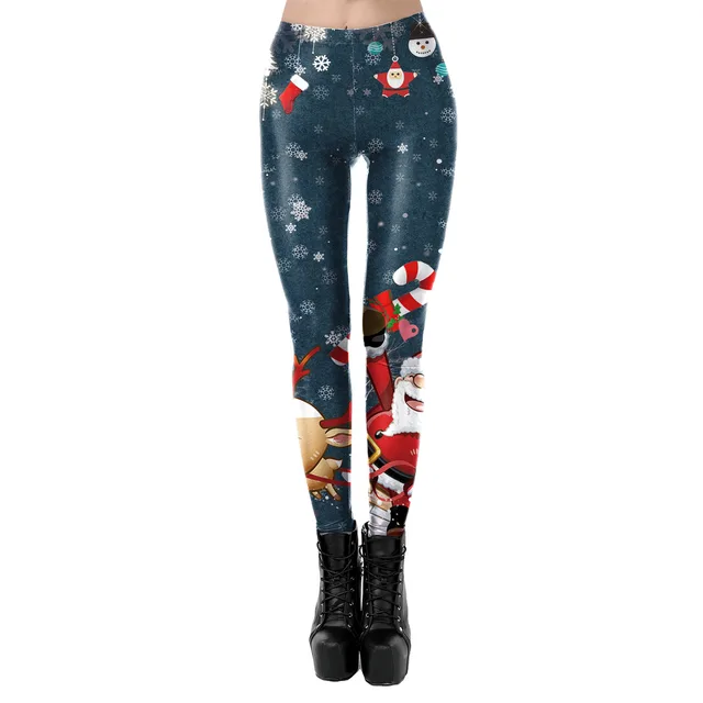 Women's Lace Christmas Print Stretch Leggings Skdk127 - Shop at LoveMi