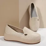 Women's Canvas Thick-soled Wedge Shoes - Beige