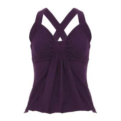 Deep V neck Strap Pleated Bust Vest Spicy Girl style Vintage Versatile Figure hugging Top 30049 Purple - Shop at LoveMi