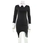 New Autumnwinter Fashionable Patchwork Long-sleeve Dress - Black