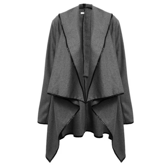 Figure flattering Asymmetrical Wool Coattrench Coat Dark Gray - Shop at LoveMi