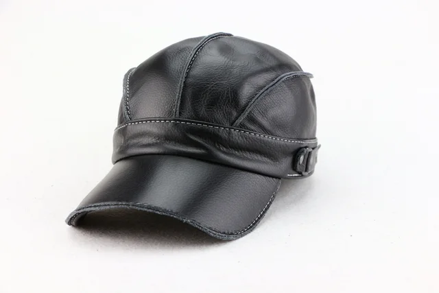Korean style Trendy Unisex Top layer Cowhide For Autumn And Winter Fashionable And Casual Baseball Cap Black - Shop at LoveMi